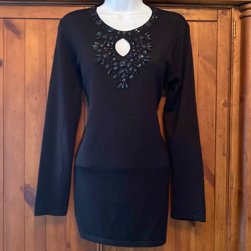 Melrose Chic New York sweater black with black rhinestone